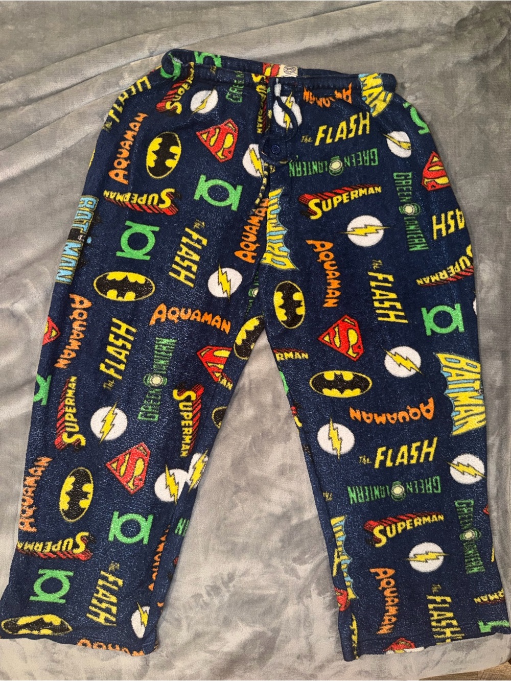 💙 DC Comics Fleece Pajama Pants with Superhero Logos